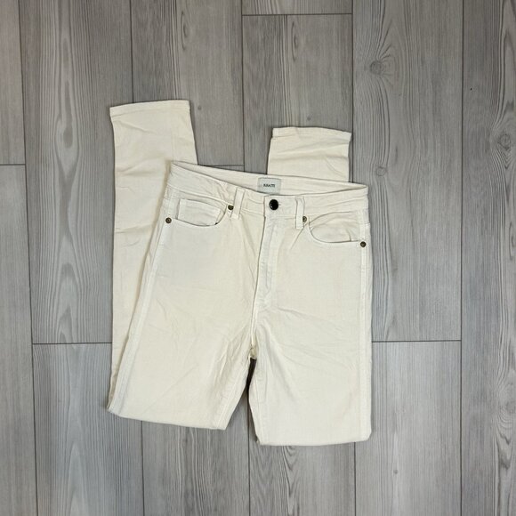 KHAITE Denim - Khaite Authentic Solid Bone White Ivory Vanessa High Rise Slim Skinny Jeans 26